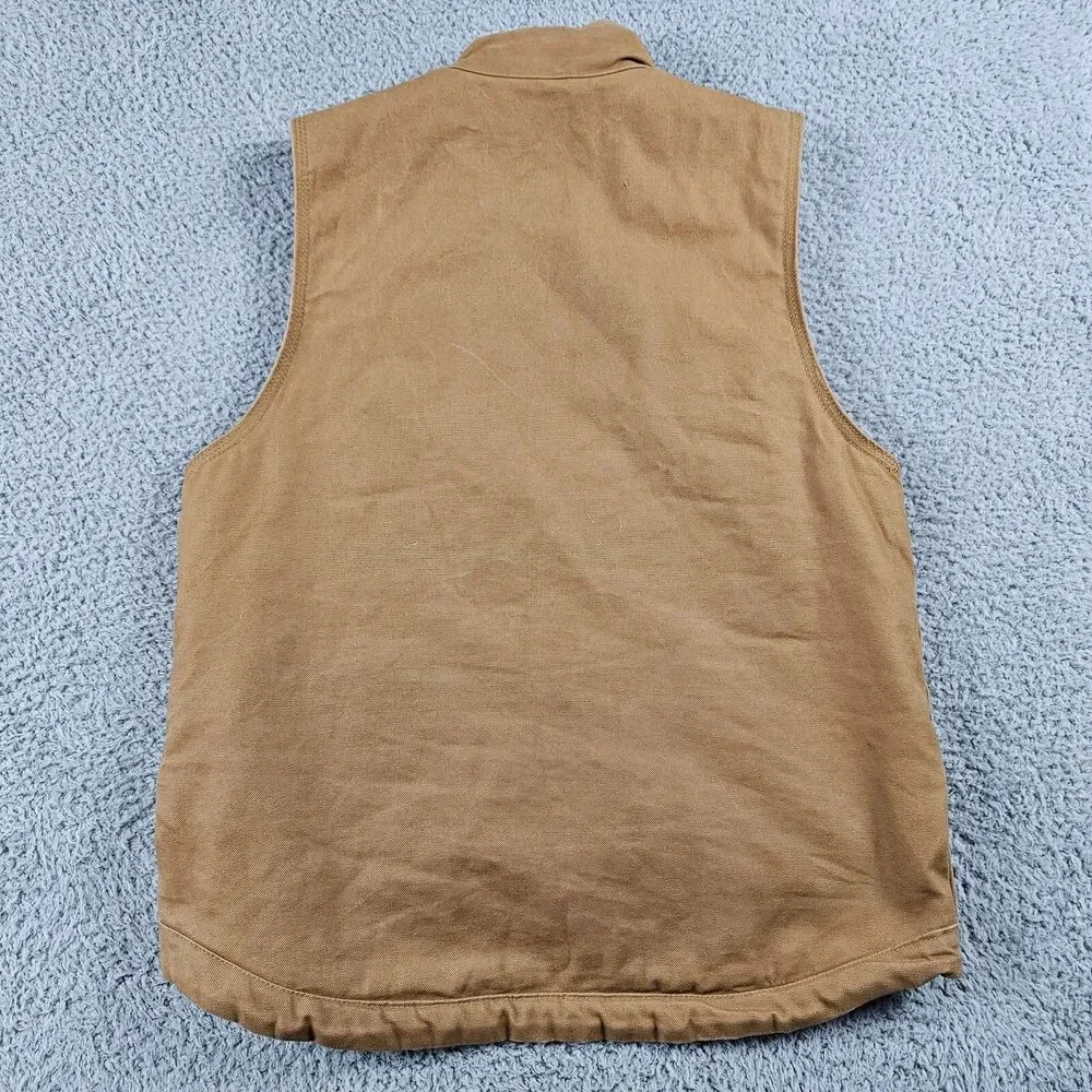 Ridgecut Vest Mens Medium Tan Duck Canvas Utility Workwear Chore Lined Full Zip